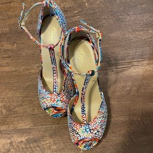 Thalia Sodi Multi-Colored Embellished Platform Heels